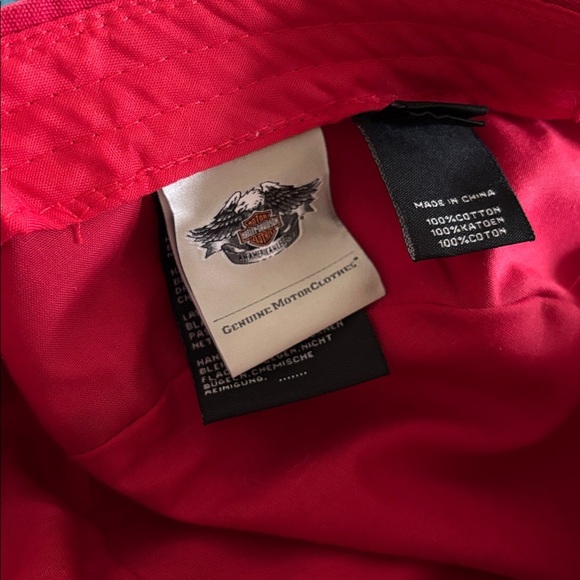 Harley ~Davidson Red Fitted Moto Hat Crystal Logo Adjustable Sizing 100% Cotton - Picture 6 of 8